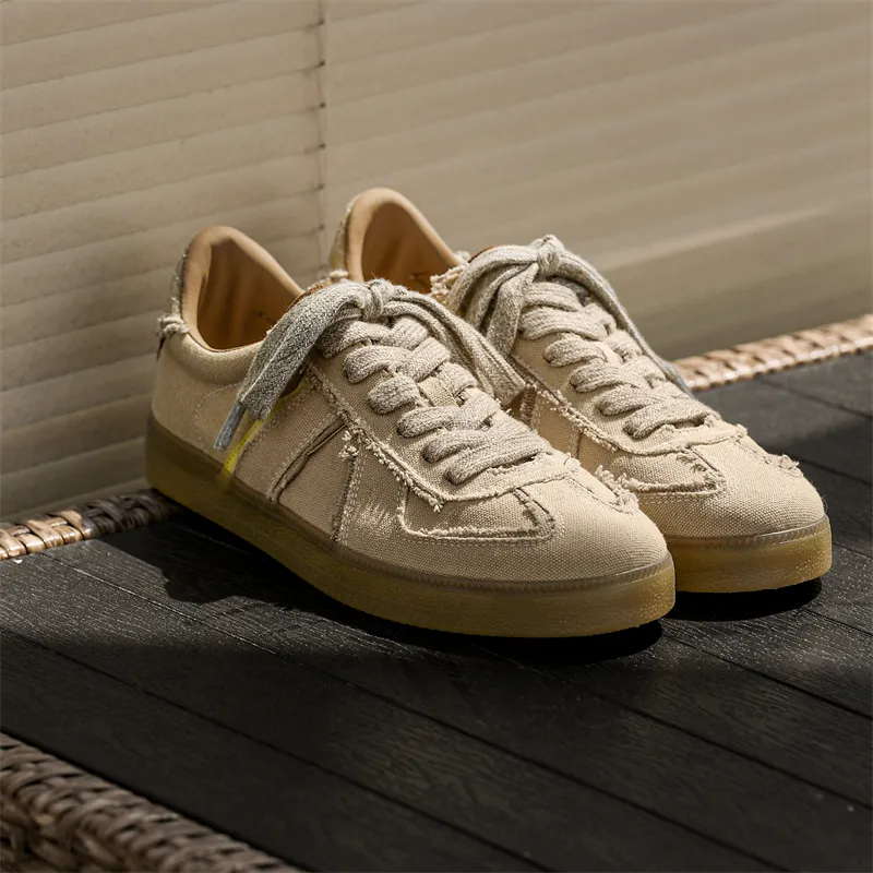 VAEL Low Top Canvas Shoes Men's Beige-1