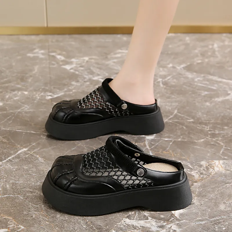 VAEL Rubber Sole Cut Out Quiet Abrasion Resistant Slip Resistant Closed Toe Slippers Women's-5