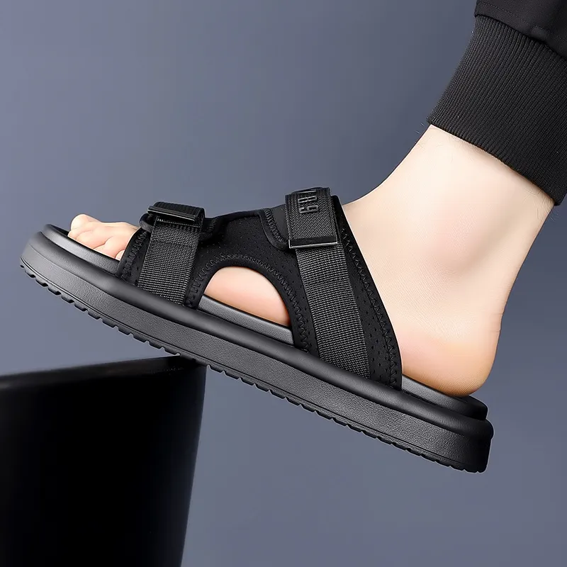VAEL Rubber Sole Odor Resistant Slide Slippers Men's Black-2