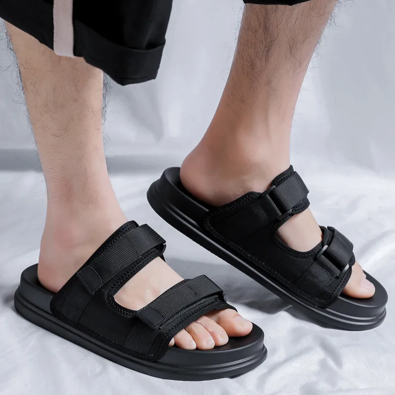 VAEL Rubber Sole Odor Resistant Slide Slippers Men's Black-1
