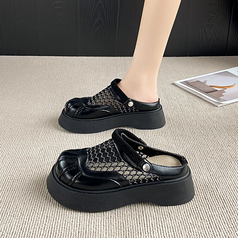 VAEL Rubber Sole Cut Out Quiet Abrasion Resistant Slip Resistant Closed Toe Slippers Women's-2