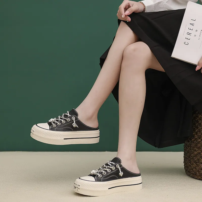 VAEL Slip Resistant, Breathable, Lightweight, Height Increasing Low Top Canvas Shoes Women's-4