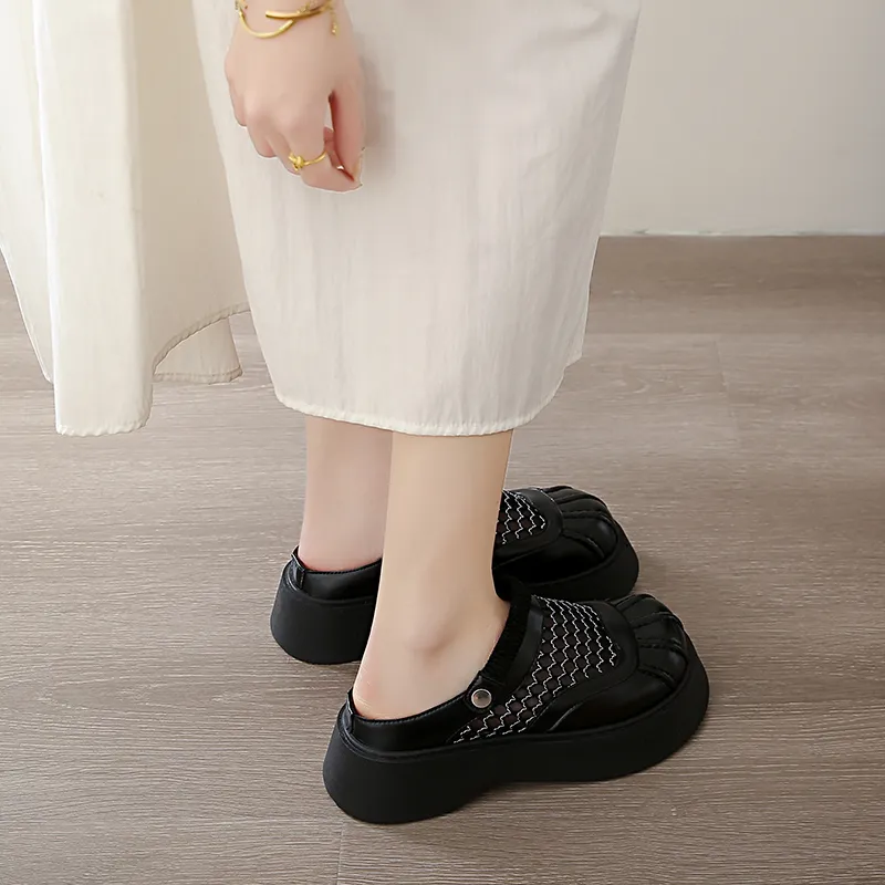 VAEL Rubber Sole Cut Out Quiet Abrasion Resistant Slip Resistant Closed Toe Slippers Women's-1