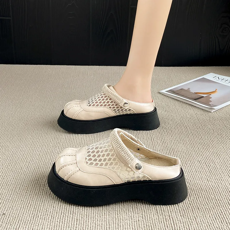 VAEL Rubber Sole Cut Out Quiet Abrasion Resistant Slip Resistant Closed Toe Slippers Women's-10