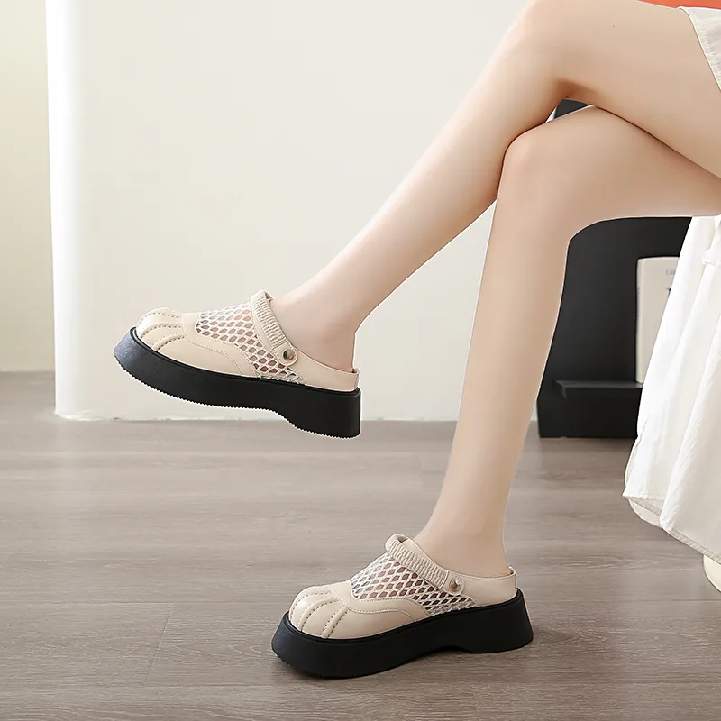 VAEL Rubber Sole Cut Out Quiet Abrasion Resistant Slip Resistant Closed Toe Slippers Women's-8