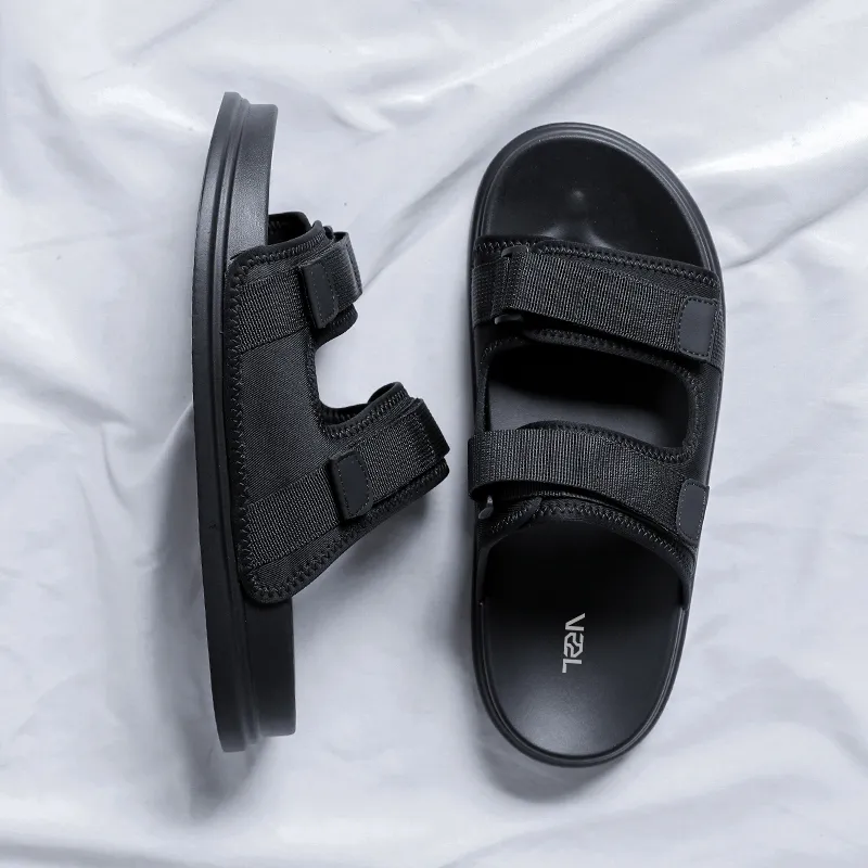 VAEL Rubber Sole Odor Resistant Slide Slippers Men's Black-3