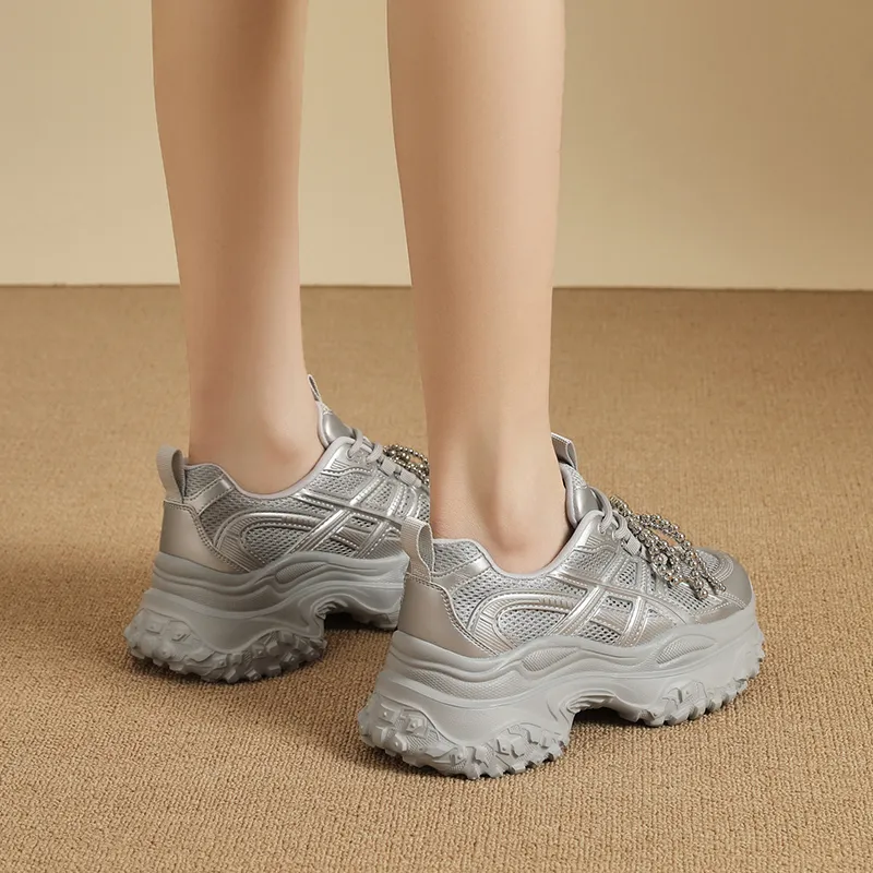 VAEL Cushioning, Slip Resistant, Abrasion Resistant, Breathable, Height Increasing Low Top Chunky Sneakers Women's-9