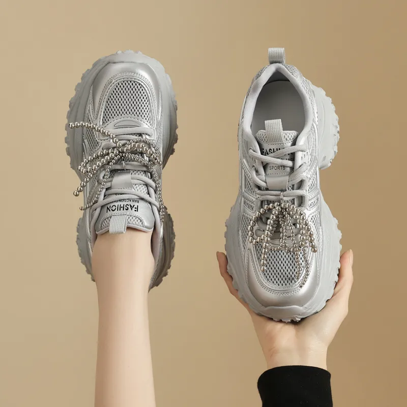 VAEL Cushioning, Slip Resistant, Abrasion Resistant, Breathable, Height Increasing Low Top Chunky Sneakers Women's-8
