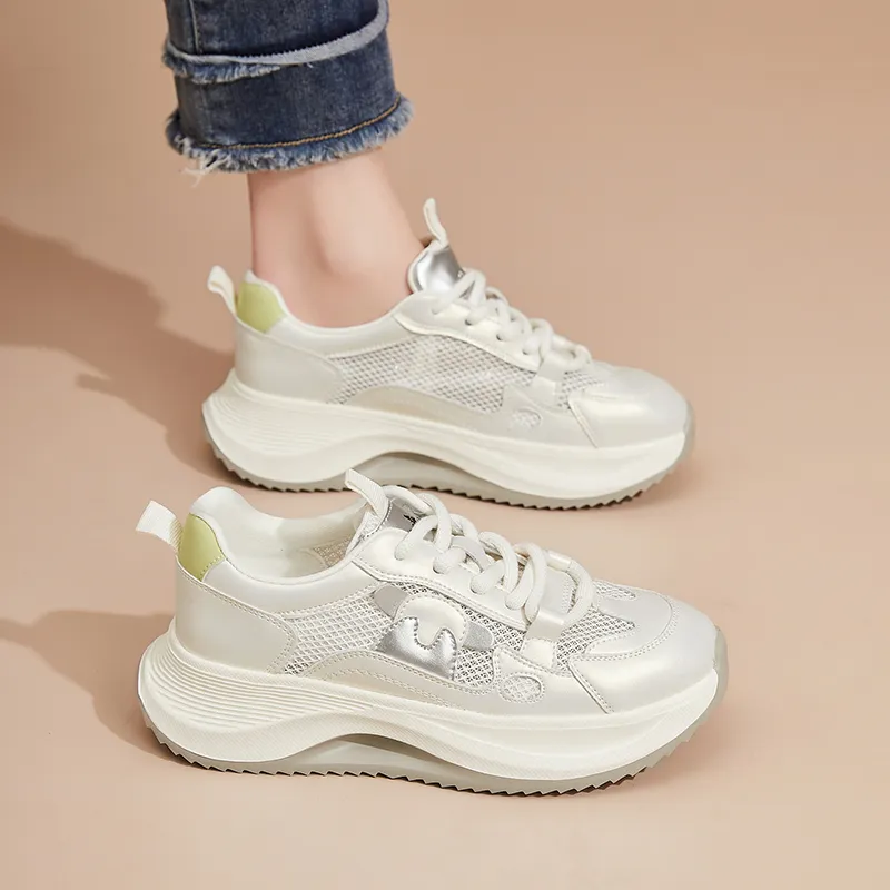 VAEL Cushioning, Slip Resistant, Abrasion Resistant, Breathable Coverage Low Top Chunky Sneakers Women's-1