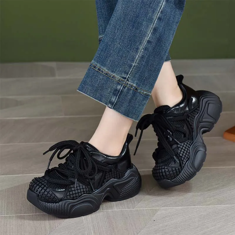 VAEL Cushioned Slip Resistant Abrasion Resistant Low Top Chunky Sneakers Women's-1