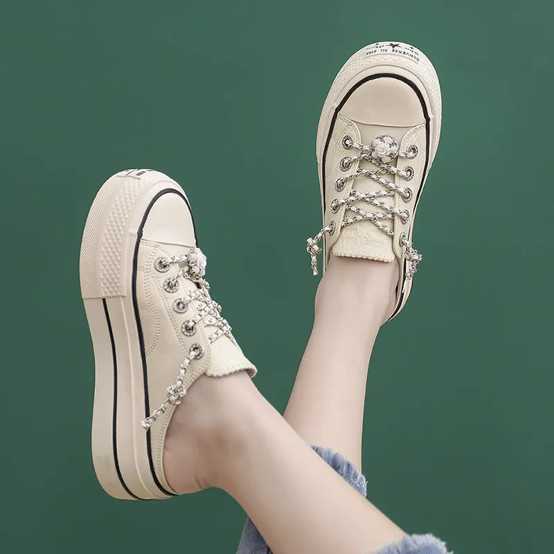 VAEL Slip Resistant, Breathable, Lightweight, Height Increasing Low Top Canvas Shoes Women's-13