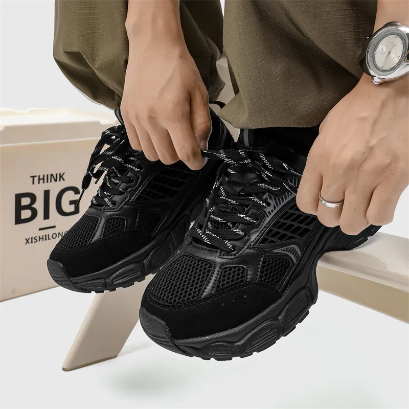 VAEL Cushioned Slip Resistant Breathable Lightweight Height Increasing Low Top Chunky Sneakers Unisex-4