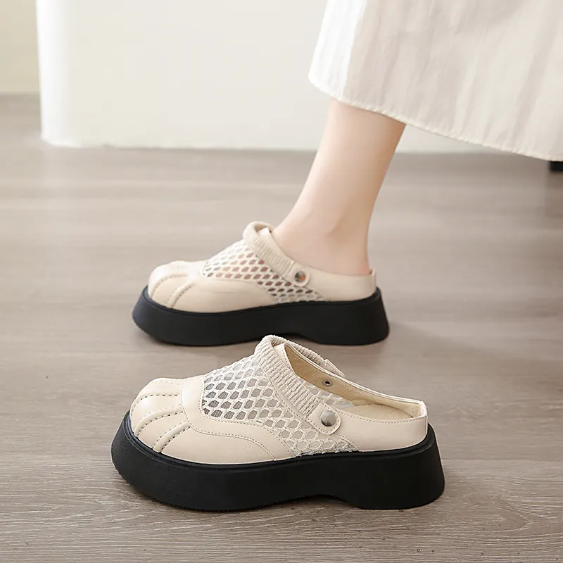 VAEL Rubber Sole Cut Out Quiet Abrasion Resistant Slip Resistant Closed Toe Slippers Women's-7