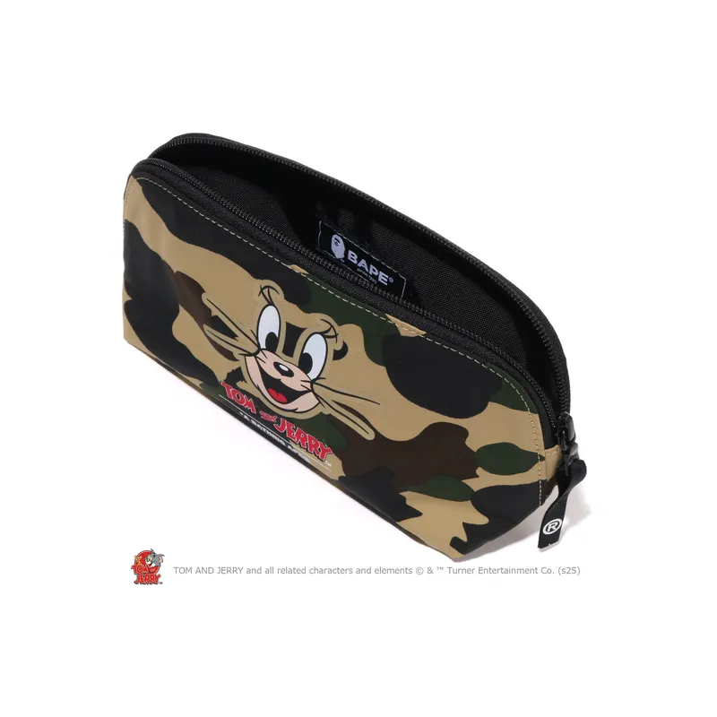 A BATHING APE Tom And Jerry Collaboration Fabric Storage Bag Yellow/Green-1