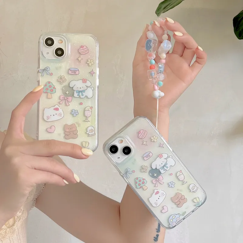 Icona TPU Material Glitter Small Animal Phone Cases Compatibility IPhone12/13/14/15/Pro/Ma-3