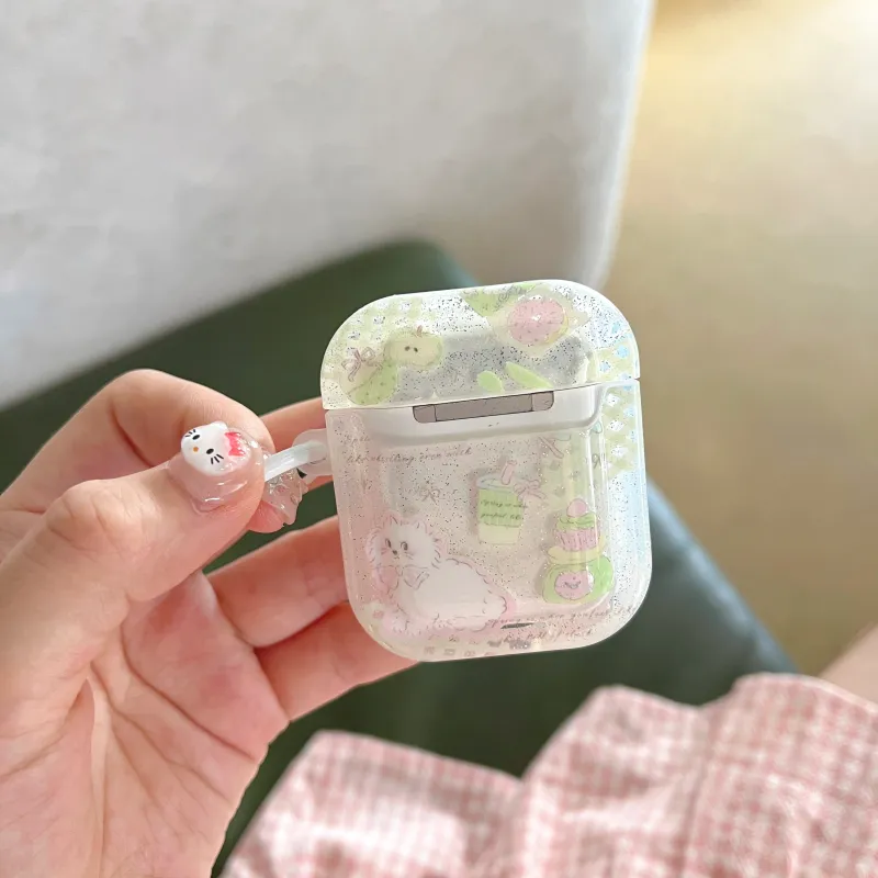 Icona Suitable For Apple Airpods 1st Generation/2nd Generation/3rd Generation TPU Green Kitten Headphone Cases-6