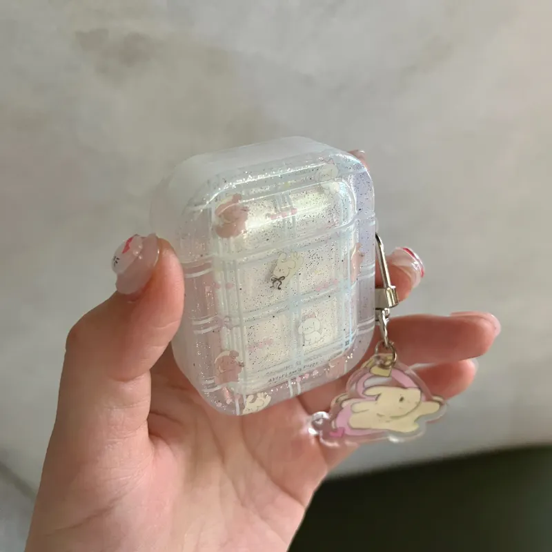 Icona Suitable For Apple Airpods 1st Generation/2nd Generation/3rd Generation TPU Blue Plaid Puffy Dog Headphone Cases-7