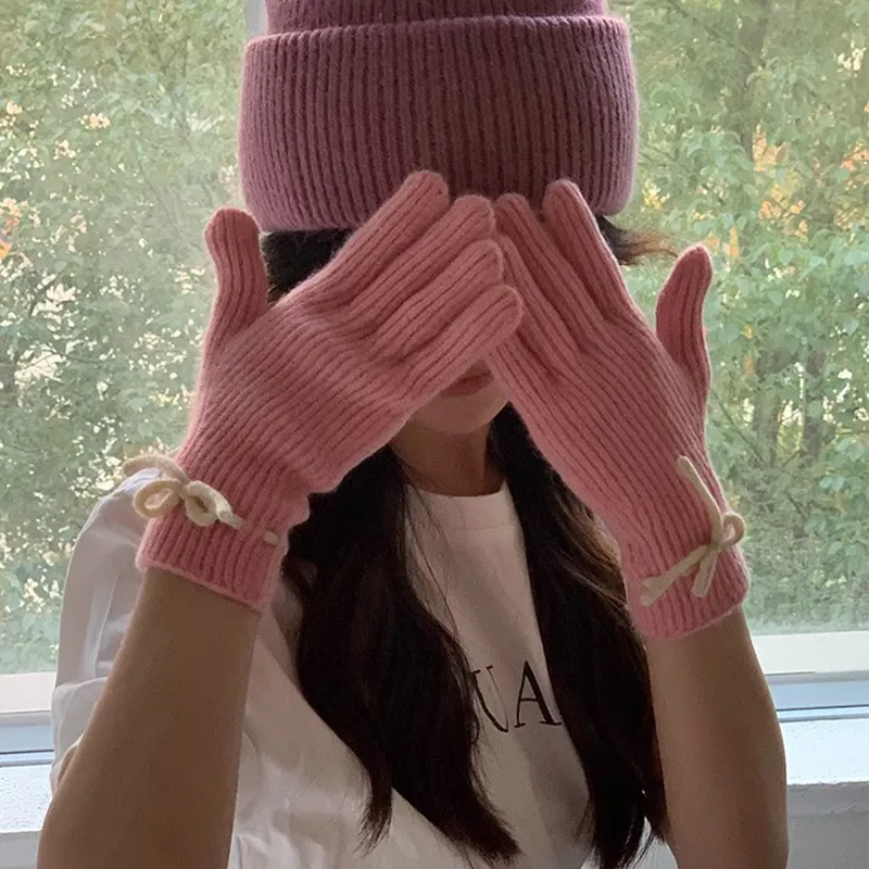 Bejirog Polyester Knit Gloves Women's-1