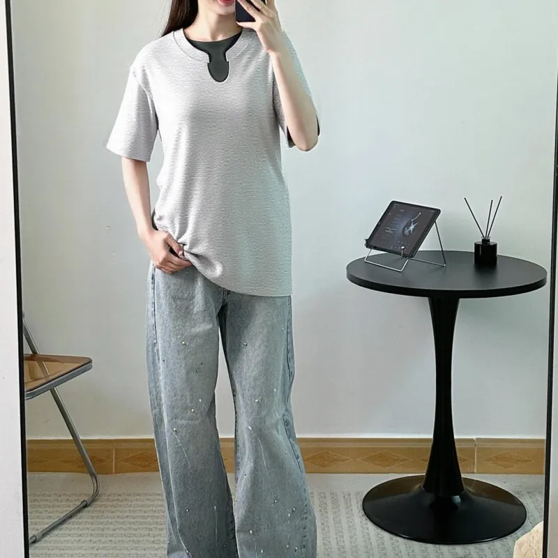 YUZHAOLIN T Shirt Unisex White Gray-2