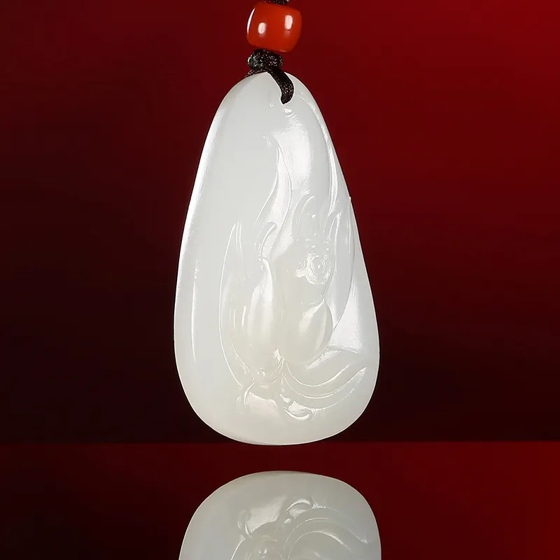 Enjoy Hetian Jade Pendants White Jade Unisex-4