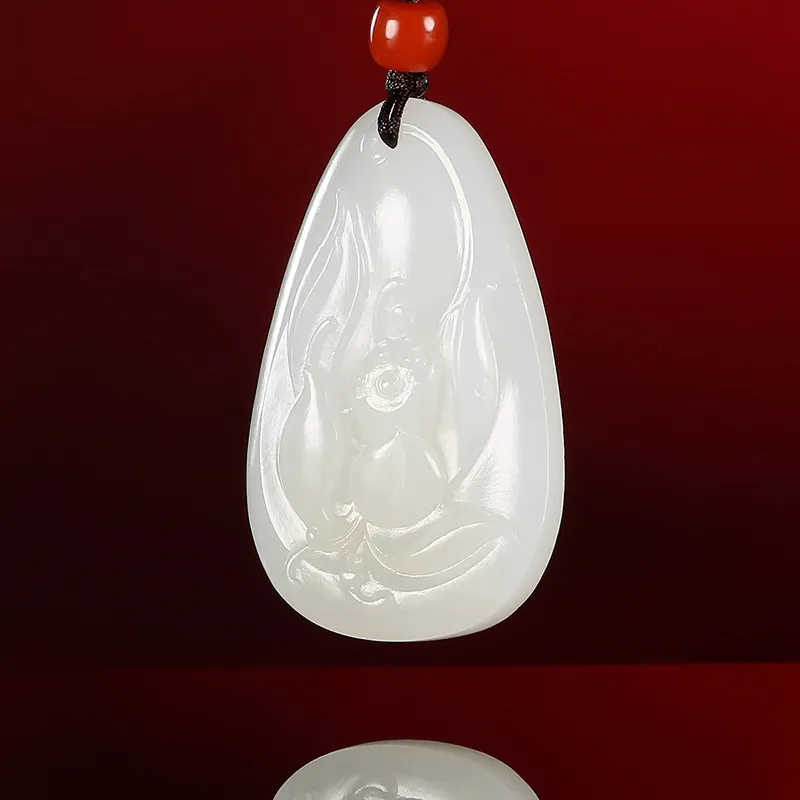 Enjoy Hetian Jade Pendants White Jade Unisex-2