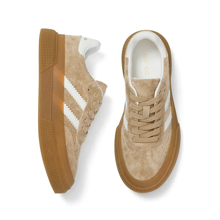 GG CC Skateboard Shoes Women's Low Top Coffee/Apricot/Gray-9
