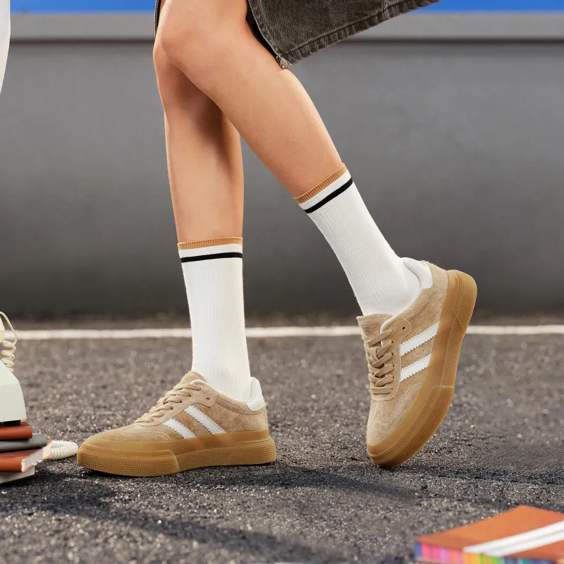 GG CC Skateboard Shoes Women's Low Top Coffee/Apricot/Gray-13