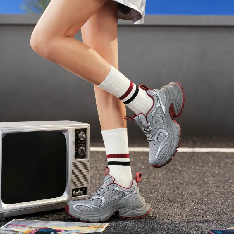 GG CC Chunky Sneakers Women's Low Top Gray/Ecru-5