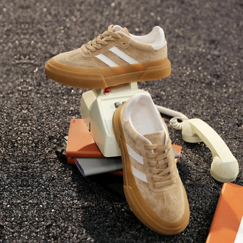 GG CC Skateboard Shoes Women's Low Top Coffee/Apricot/Gray-14