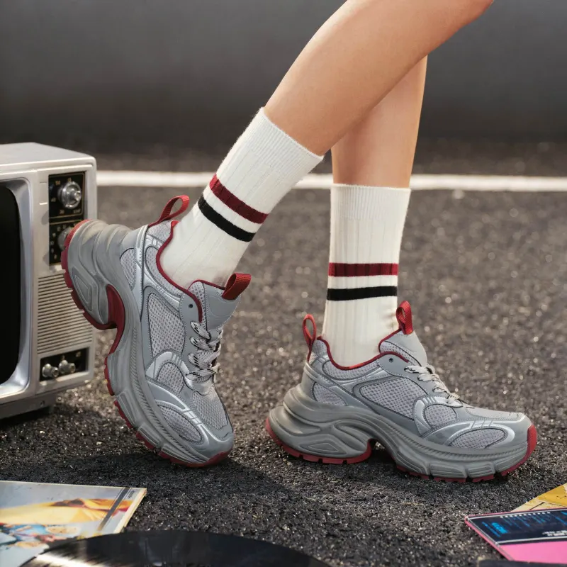 GG CC Chunky Sneakers Women's Low Top Gray/Ecru-6