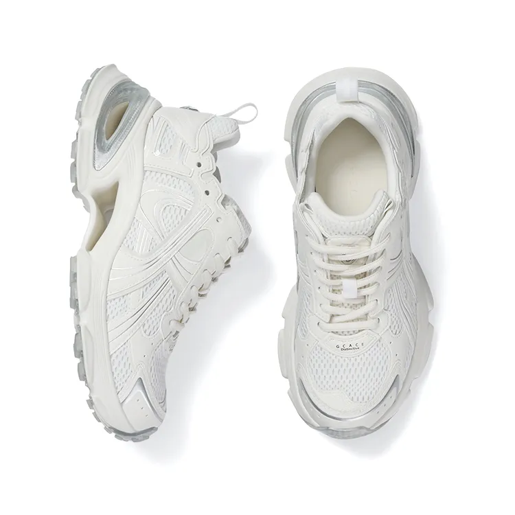 GG CC Chunky Sneakers Women's Low Top Silver/Ecru-6