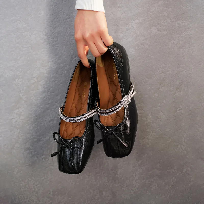 GG CC Flat Mary Jane Shoes Ballet Unlined Shoes 1cm Women's-13