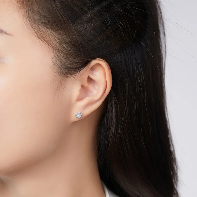 Oriental Jade Ice Glutinous Jadeite Stud Earrings Women's-2
