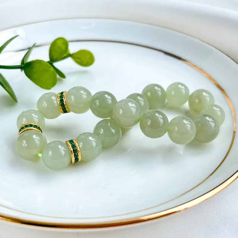 Oriental Jade Hetian Jade Bracelets Pale Greenish White Jade Women's-4