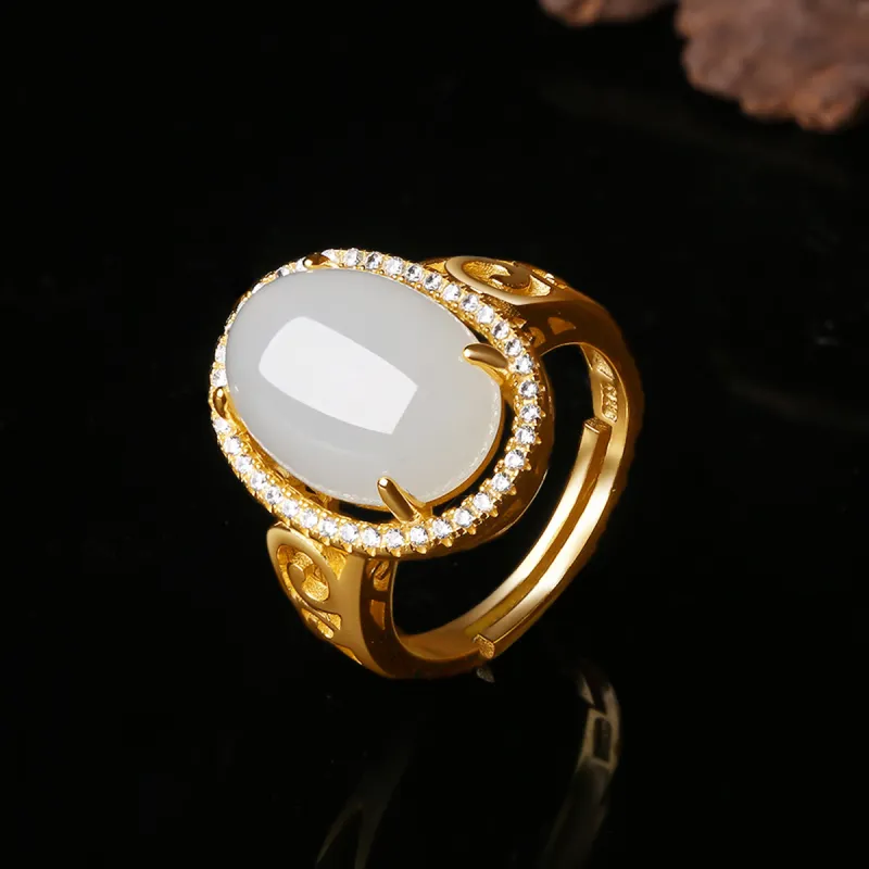 Oriental Jade Hetian Jade Rings White Jade Women's-3