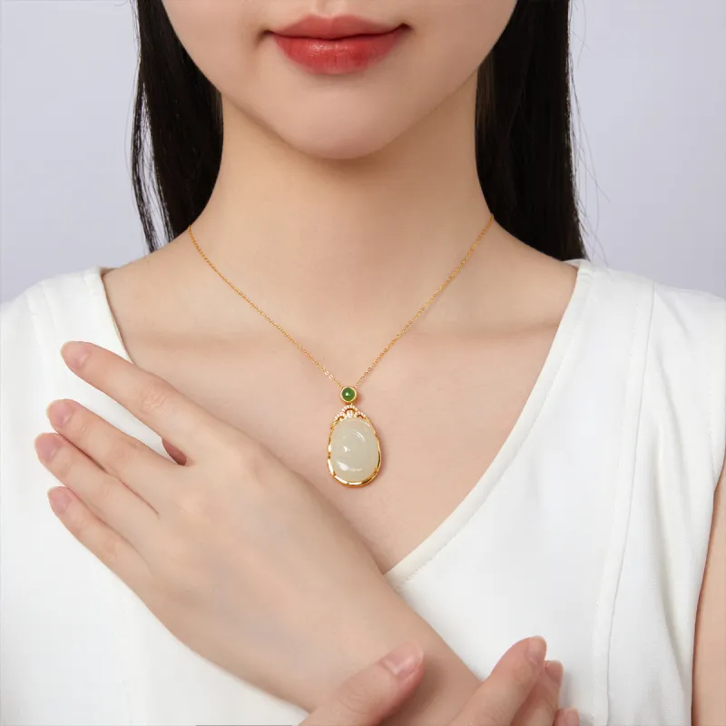 Oriental Jade Hetian Jade Necklaces White Jade Women's-3