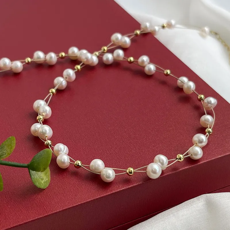 Oriental Jade Freshwater Pearl Necklaces Women's-3