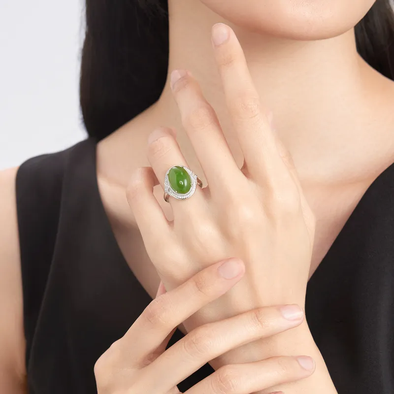 Oriental Jade Rings Jasper Women's-7