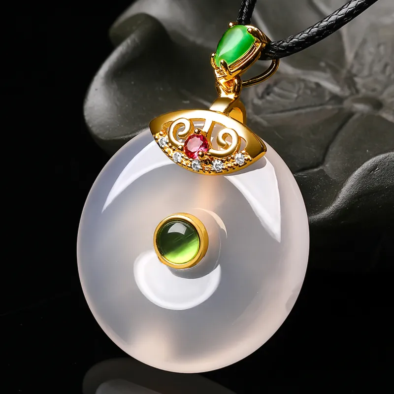 Oriental Jade Chalcedony Necklaces Unisex-2