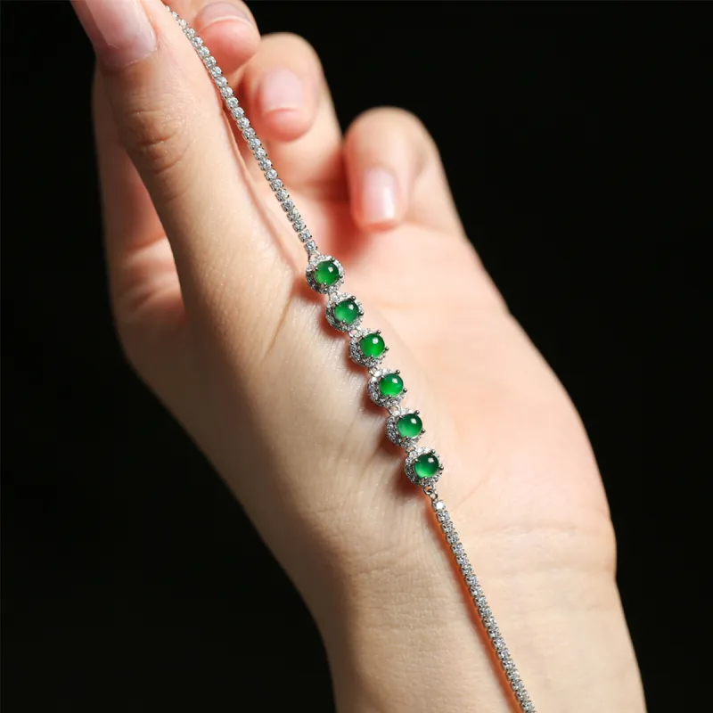 Oriental Jade Ice Type Jadeite Bracelets Women's-5