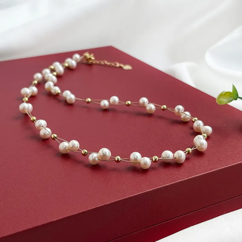 Oriental Jade Freshwater Pearl Necklaces Women's-4