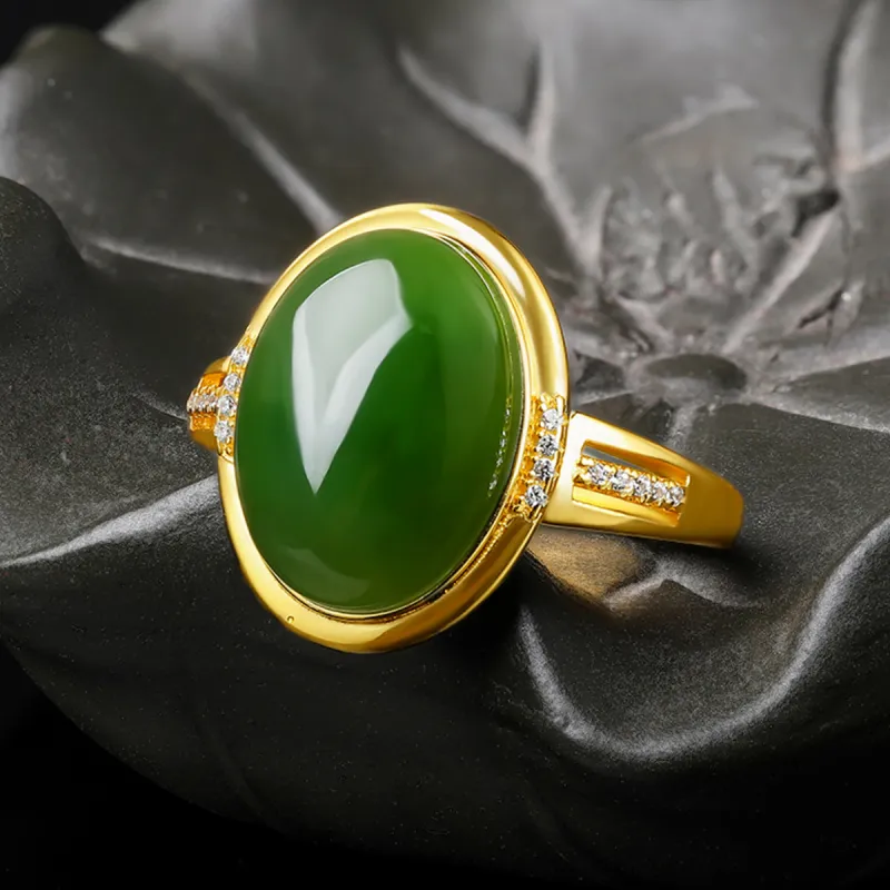 Oriental Jade Rings Jasper Women's-5