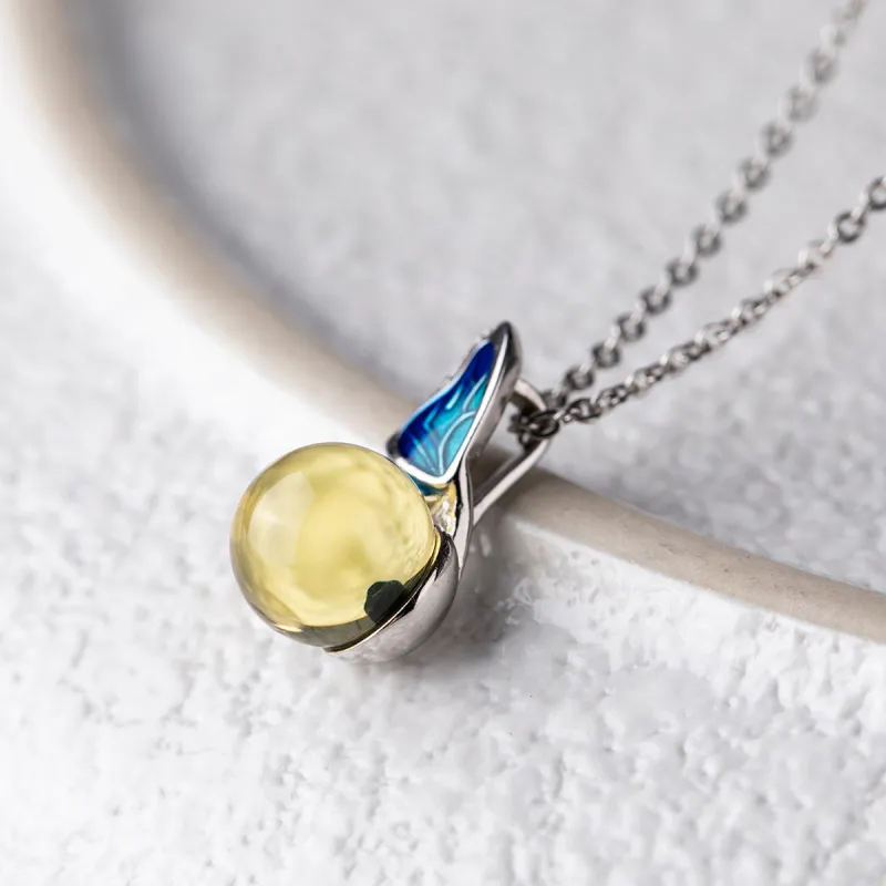 Oriental Jade Blue Amber Necklaces Women's-3