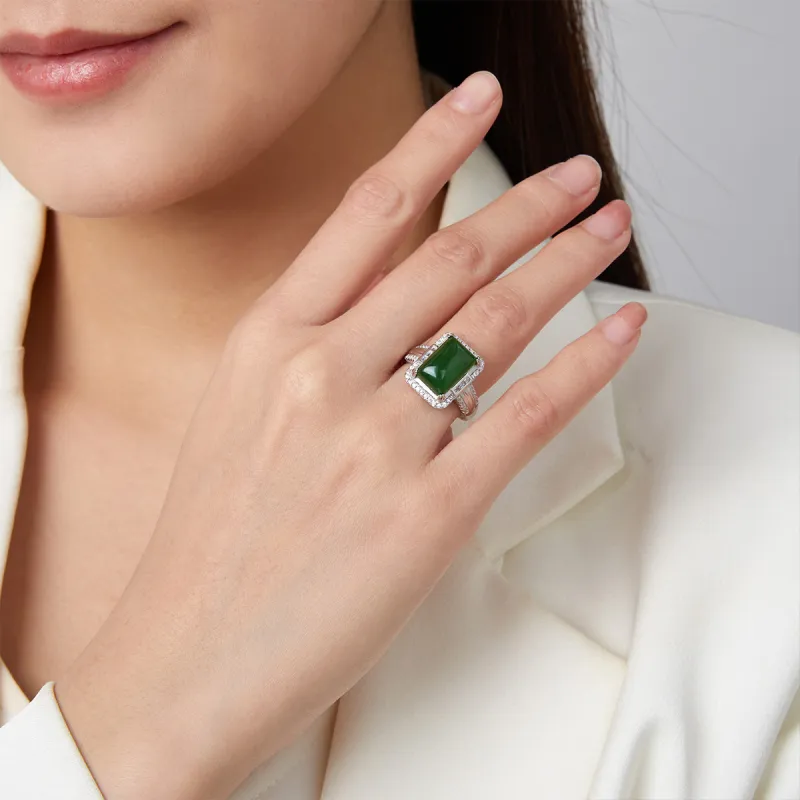 Oriental Jade Hetian Jade Rings Jasper Women's-1