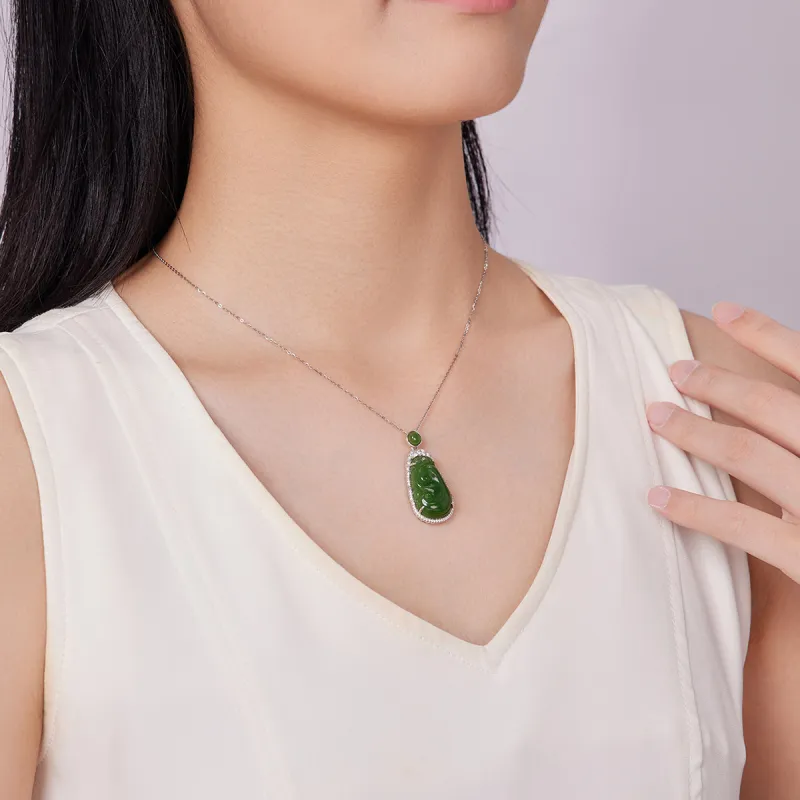 Oriental Jade Hetian Jade Necklaces Jasper Women's-2