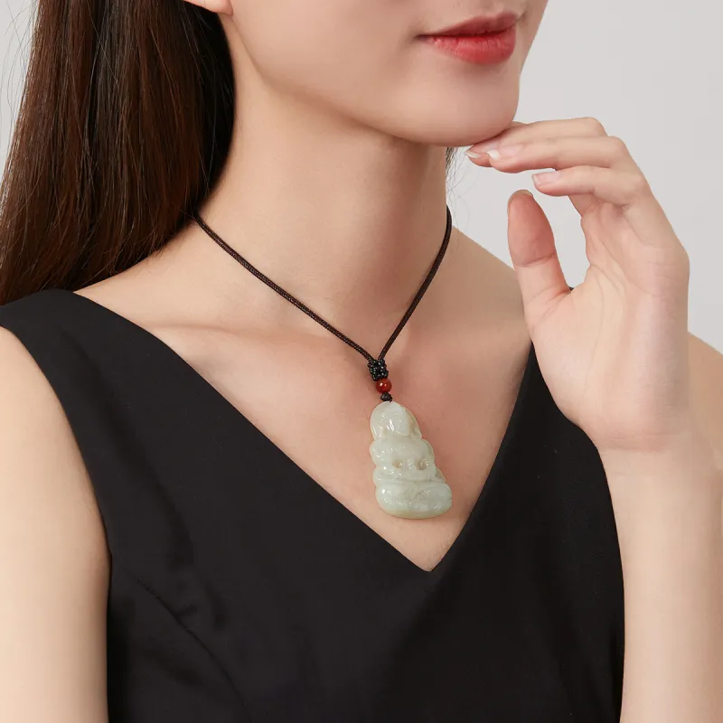 Oriental Jade Necklaces Pale Greenish White Jade Women's-5