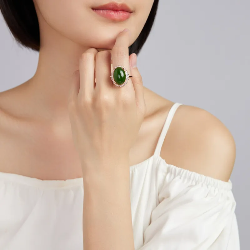 Oriental Jade Hetian Jade Rings Jasper Women's-1