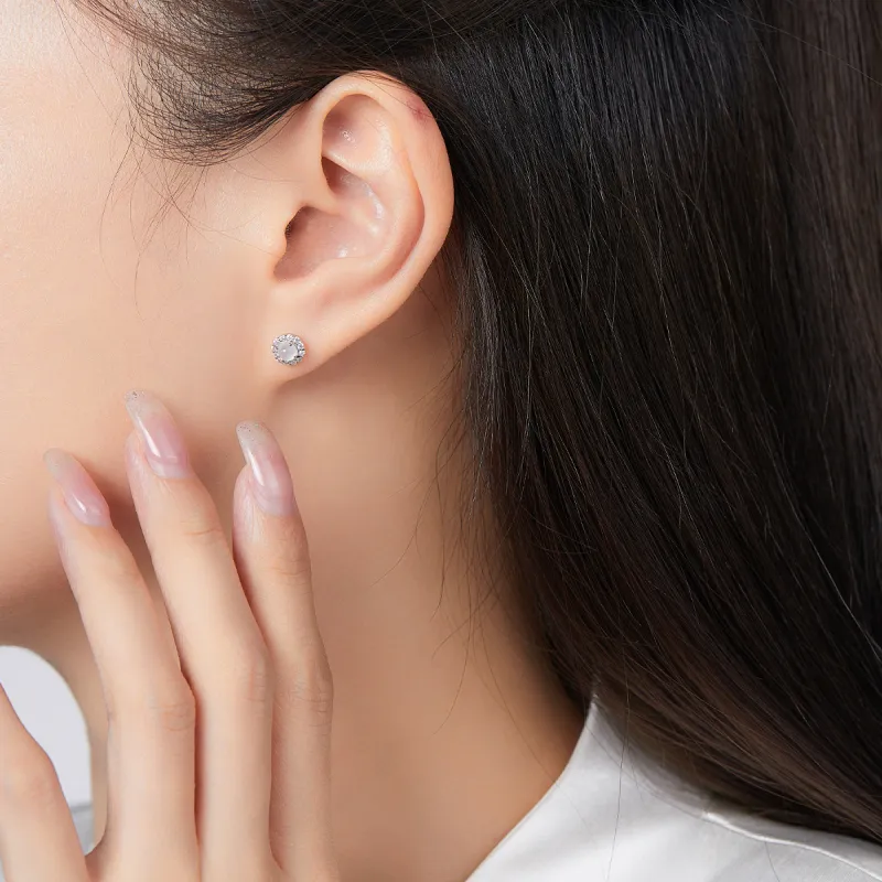 Oriental Jade Ice Glutinous Jadeite Stud Earrings Women's-5