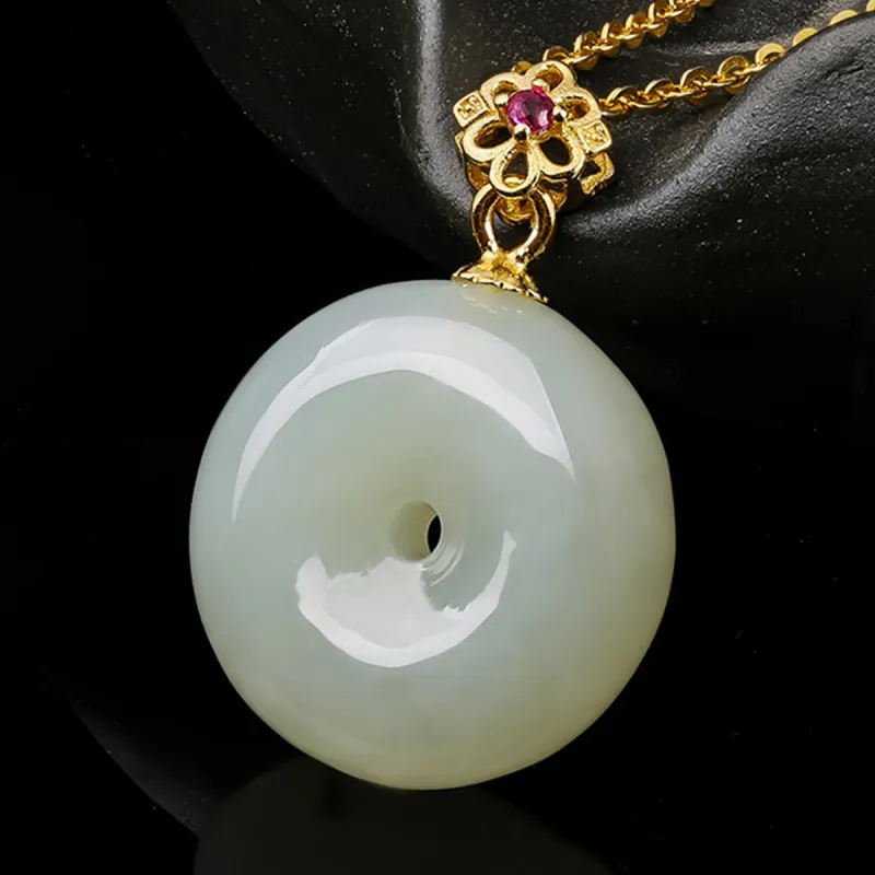 Oriental Jade Hetian Jade Necklaces Pale Greenish White Jade Women's-5