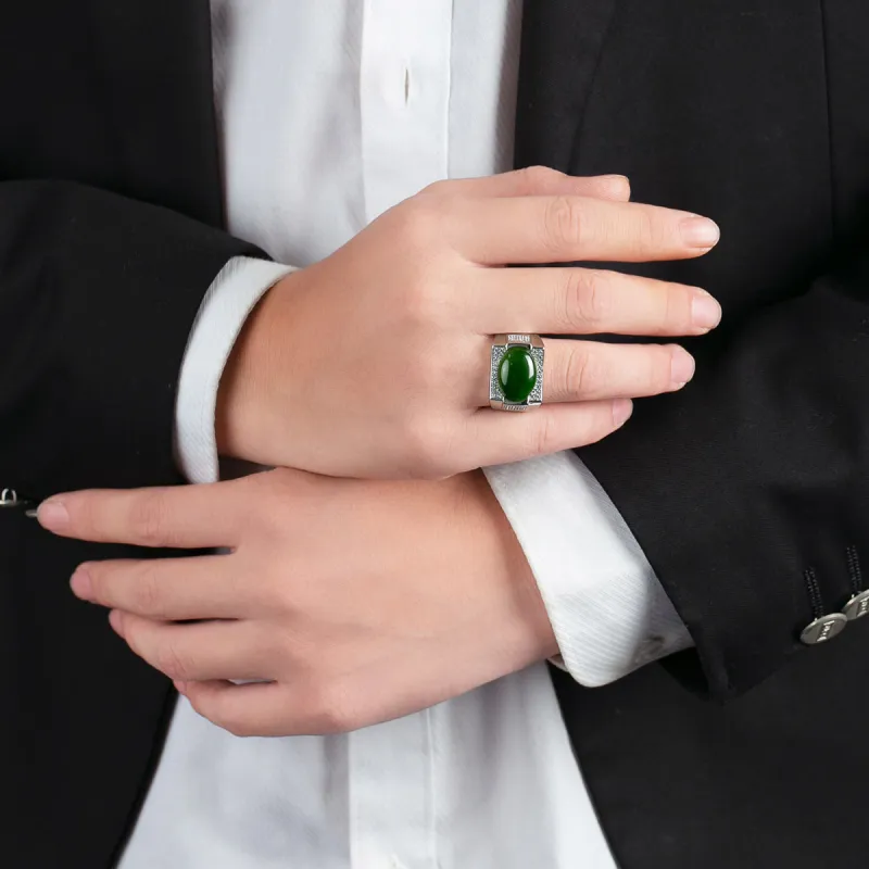 Oriental Jade Rings Jasper Women's-4
